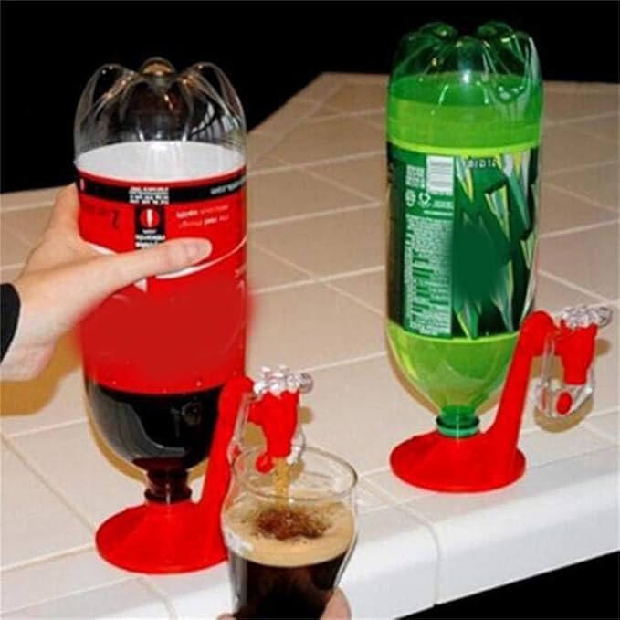 2 Liter Beverage Dispenser, Coke Soda Drink Dispenser Bottle Upside Down Drinking Fountains Water Dispense Machine for Party Home Bar (Style 1)