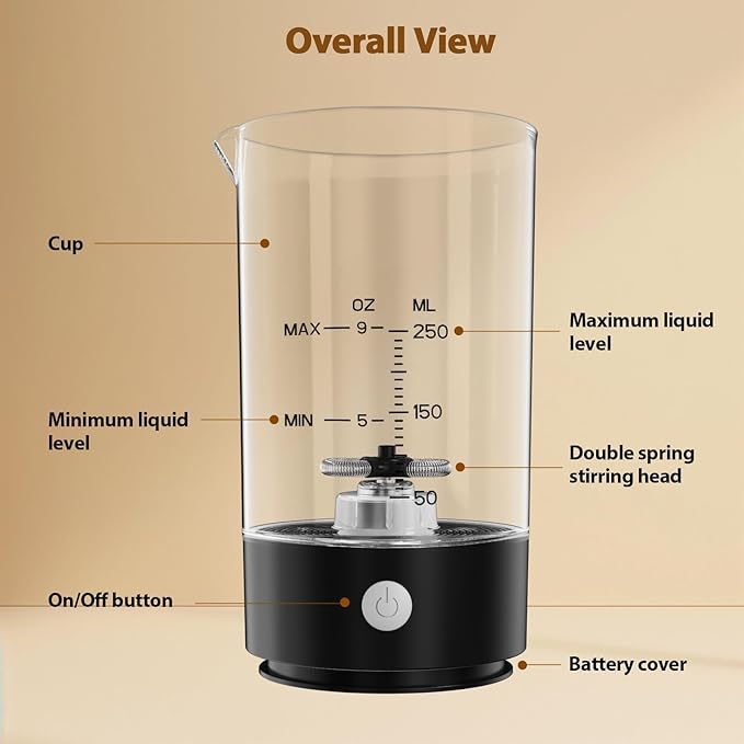 Cold Foam Maker Frother Blender for Coffee - Handheld-Free - One-Button Battery Powered - Frother for Cold Foam - Ideal Gift (Coal Black)