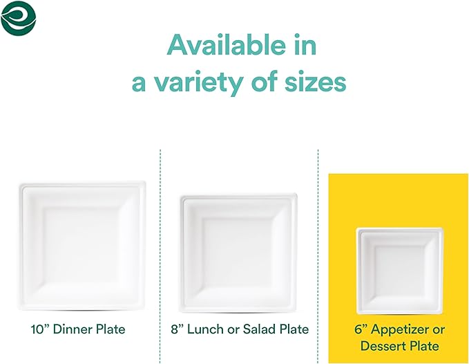 ECO SOUL Compostable Paper Plates 6 Inch (1000 Count) Heavy Duty Disposable Dessert Plates, Eco-Friendly Sugarcane Bagasse Small Plates For Appetizer- White