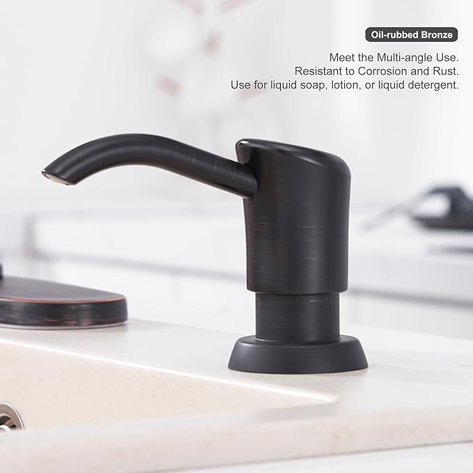 GAGALIFE Built in Counter Soap Dispenser (Oil-Rubbed Bronze) for Kitchen Sink and Extension Tube Kit, Anti-Leakage Upgrade with 40" Tube, No More Top Refill