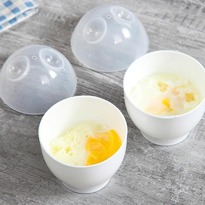 INOOMP 10pcs Microwave Oven Egg Cups White Steamed Egg Cooker Set for Home Kitchen Steamer Specialty Cookware