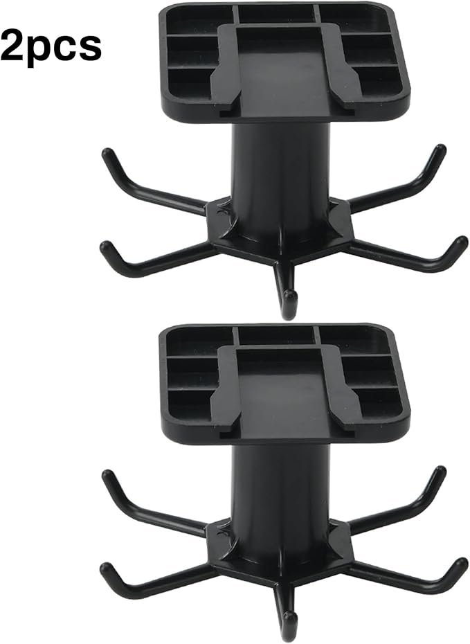 360° Rotating Kitchen Hooks, Adhesive Utensil Organizer Rack with 6 Hooks - No Drill Cabinet Mount for Spoons, Towels & Cups (2pcs)
