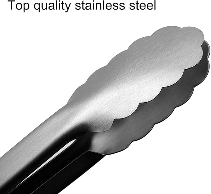 Set of 9-inch and 12-inch Stainless Steel Kitchen Tongs with Locking, Metal Cooking Tongs with Non-Slip Grip,Perfect for Grilling, Barbecue (BBQ) and More (9" & 12")