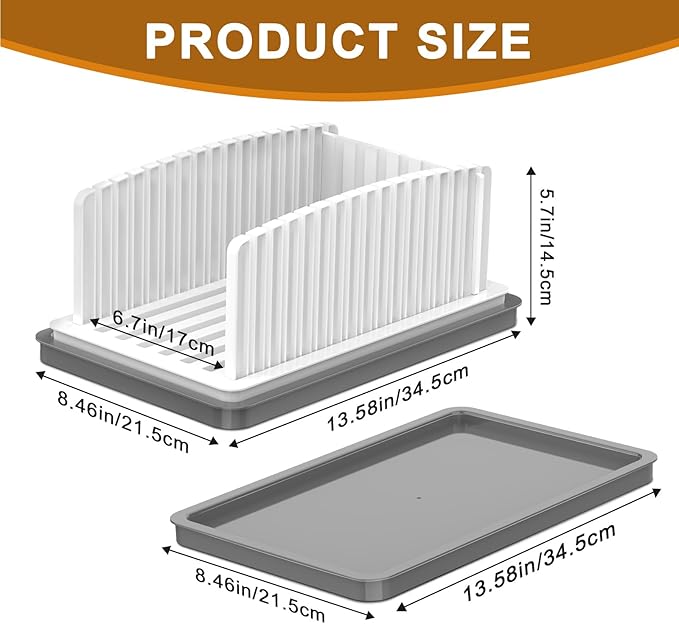 Kiss Core New Upgrade Bread Slicer for Homemade Bread, Bread Slicing Guide Adjustable Width, Foldable and Compact Cutting Guide with Crumb Tray, Suitability for Homemade Bread, Bagels, Cakes