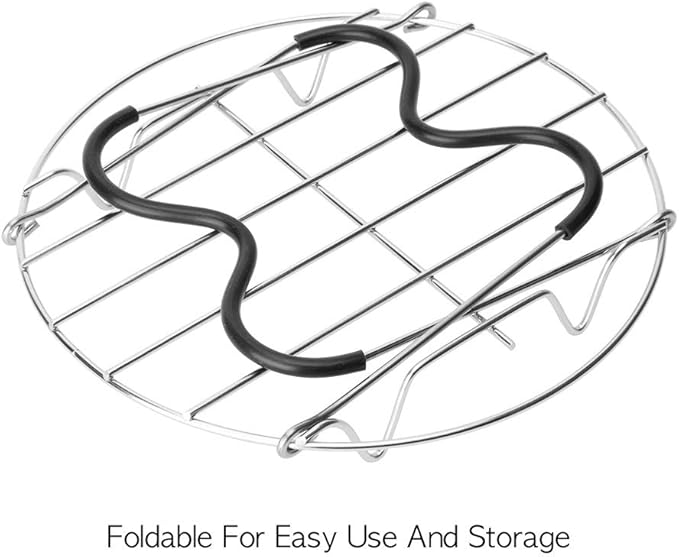 Steamer Rack Trivet with Heat Resistant Silicone Handles Compatible with Instant Pot Accessories 6 Qt 8 Quart, Stainless Steam Rack Pressure Cooker Trivet - Long Handles for Easy Chicken & Pot Removal