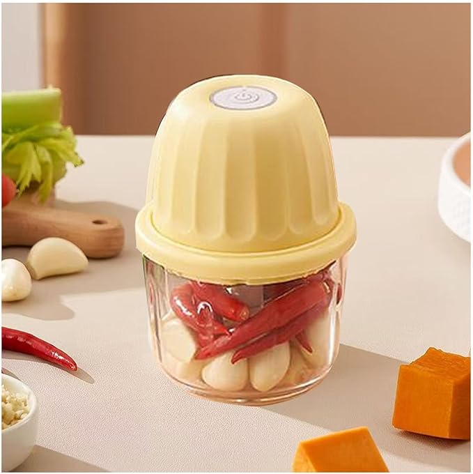 Food Processor Electric, Cordless Mini Food Chopper, 350ML High-Capacity Glass Blender,Type-C Rechargeable, for Garlic, Ginger, Chilli, Onion, Vegetable, Fruit Salad
