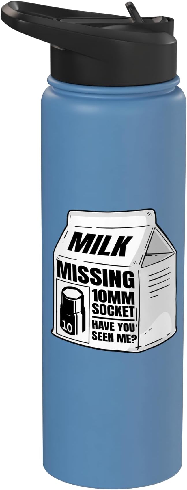 Missing 10mm Socket Milk Carton Funny Car Mechanic Stainless Steel Insulated Water Bottle
