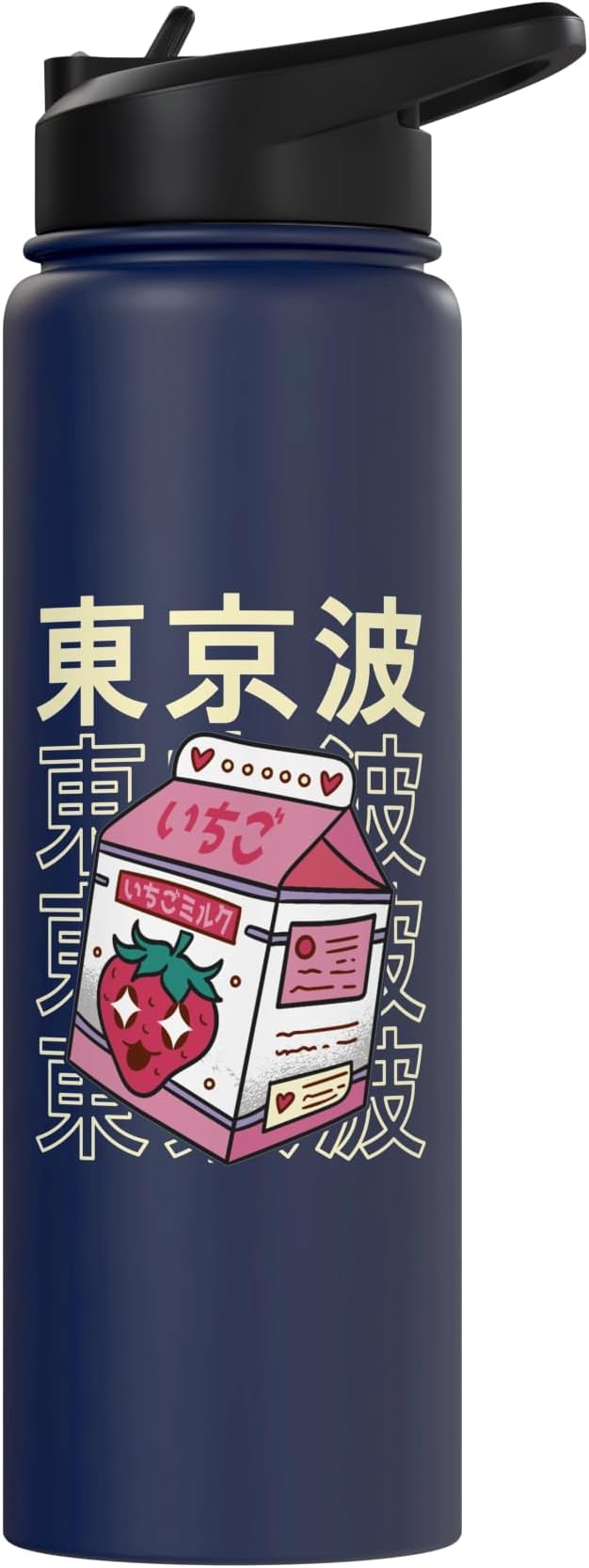 Japanese Strawberry Milk Carton Kawaii Aesthetic Anime Stainless Steel Insulated Water Bottle
