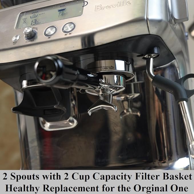 54mm Portafilter Double Spout Compatible with Breville Bambino Plus (BES500)/ Infuser (BES840XL) 54mm Breville Barista Series-ABS Handle