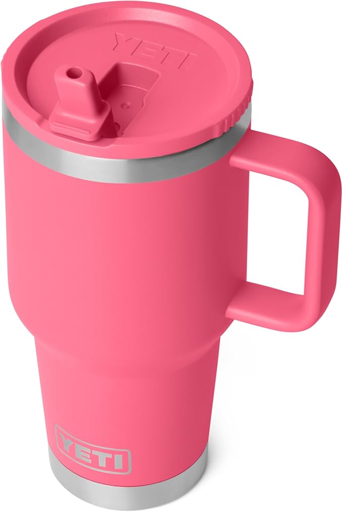 YETI Rambler 30 oz Travel Mug with Flip Straw Lid – Stainless Steel, Vacuum Insulated, Leakproof, Cup Holder Friendly