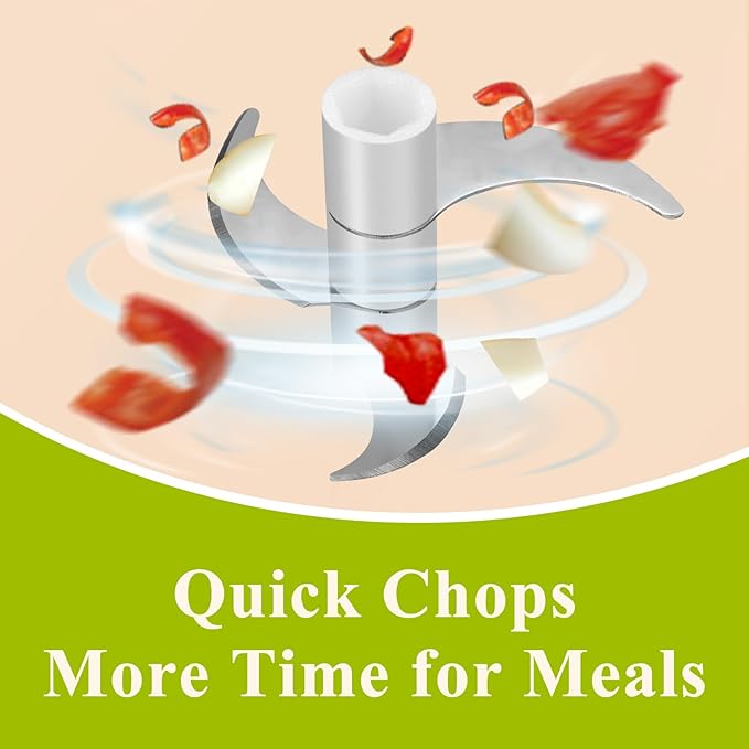 Garlic Chopper Electric 250ml,Mini Chopper Cordless With 304 Stainless Steel Blade, Mini Food Processor For Onion, Chili, Tomatoes, Electric Chopper For Kitchen, white, AGC100