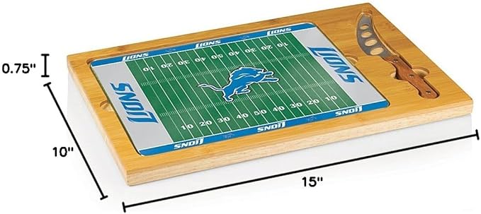 PICNIC TIME NFL Football Field Icon Glass Top Cutting Board & Knife Set, (Parawood & Bamboo)