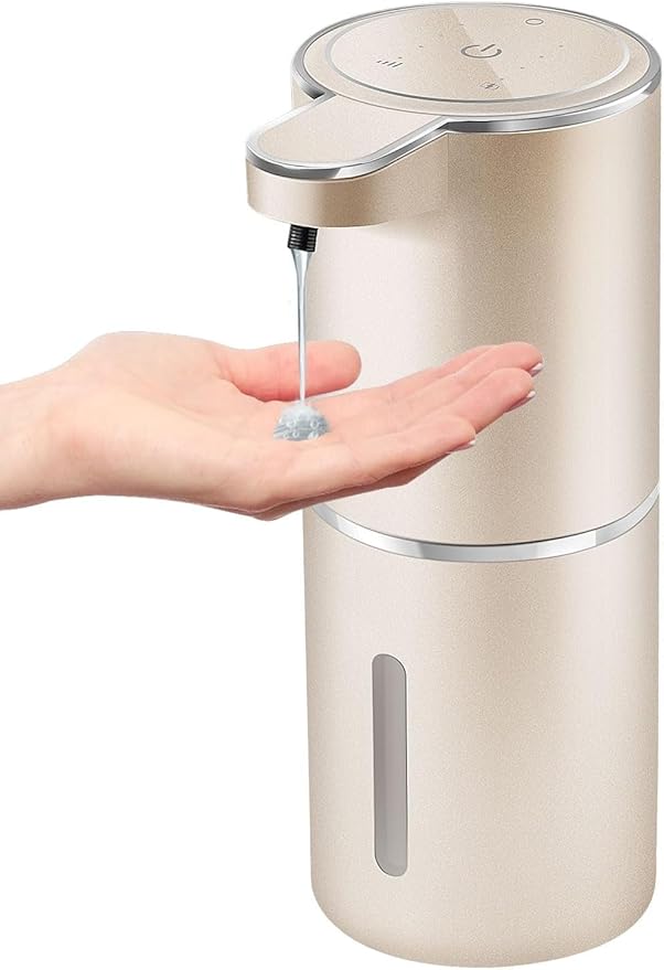 Automatic Liquid Soap Dispenser,Touchless Hand Soap Dispenser USB Rechargeabled Dispenser Electric,Wall Mounted 4 Levels Adjustable Dispenser Pump for Bathroom Kitchen Dish Soap Gold