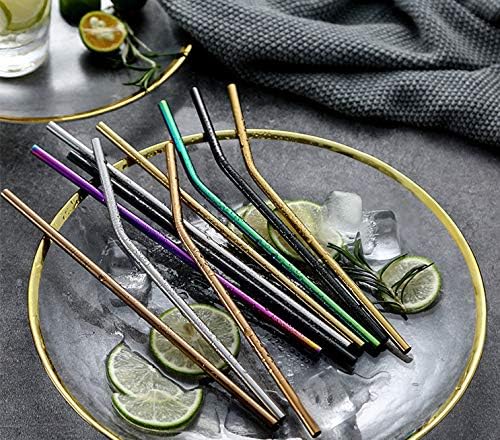 Purple Reusable Stainless Steel Metal Straw 100 Pack in Bulk Order (8.5" Long, Purple-100pcs Straight)