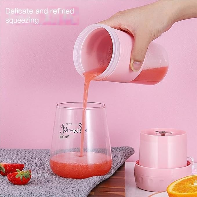 Portable Blender For Juicing - 300ml Capacity, USB - C Rechargeable, 6 Blades For Smooth Drinks, Ideal For Home And Travel -Portable Juice Cup(Pink)