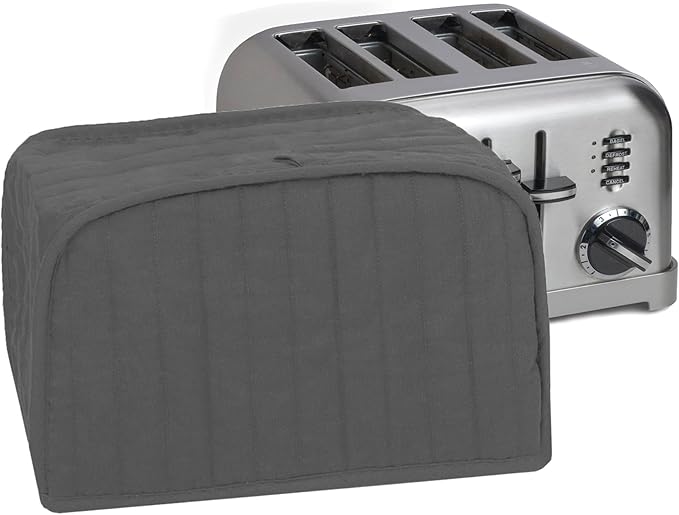 RITZ Premium Universal Four Slice Toaster Cover, 11.25" x 7.25" x 10.5", Polyester and Cotton Quilted, Fingerprint Protector, Super Soft Dust Cover (Appliance NOT Included), Graphite