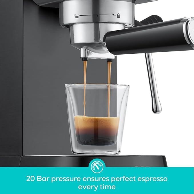 CASABREWS CM5418 Espresso Machine 20 Bar, Stainless Steel Espresso Maker with Milk Frother, Compact Cappuccino Machine for Home, Small Espresso Coffee Machine for Latte, Black