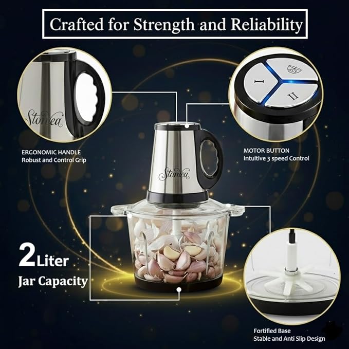 Electric Garlic Peeler & Chopper 300W – Automatic Garlic Peeler Machine with 2L Jar & Dual Blades, Electric Garlic Mincer, Vegetable Chopper & Silicone Garlic Peeler Skin Remover Tool