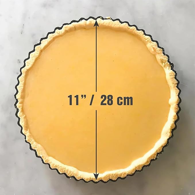 Deep Dish Pie Pan - Quiche Lorraine Pie Pan - 11 inch Tart Pans with Removable Bottoms - 11 inch Tarte Tatin, Apple Pan - Dish Pie Crust - Quiche Baking Dish