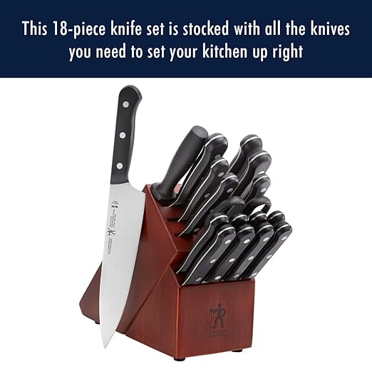 HENCKELS Solution Razor-Sharp 18-pc Knife Set, Chef Knife, Bread Knife, Steak Knife, German Engineered Informed by 100+ Years of Mastery, Brown