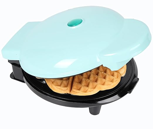 Waffle Maker 7“ Non-Stick Waffler Iron Stuffler Stuffed Wafflera 700W Adjustable Browning Control, Electric Baker Makes Thick, Fluffy Waffles, Kitchen Essential for Breakfast, Azure