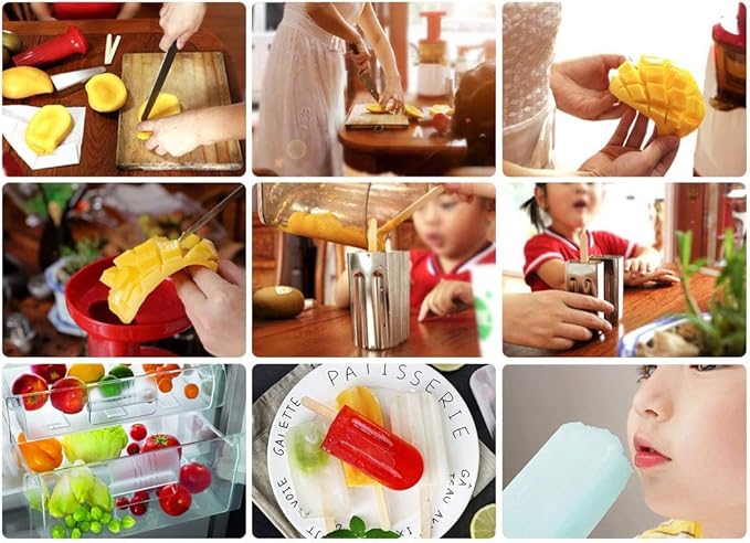 6 Pcs Stainless Steel Popsicle Molds, Ice Pop Molds with Holder, Stainless Steel Reusable Homemade Popsicle Maker with 50 Wooden Sticks and 6 Silicone Seals and 20 Pop Bags, Cleaning Brush