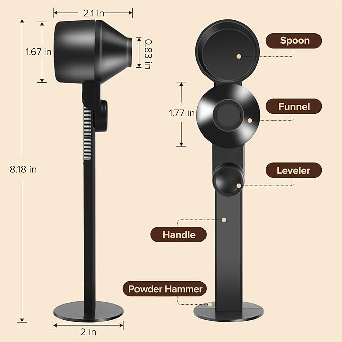 Coffee Scoop 2Tbsp & 51mm Espresso Tamper - BPA-Free PCTG Scoop Funnel, Fits K-Cups, Precise Measuring for Coffee/Protein/Powder/Hot Cocoa & Formula Dispensers (Black 1Pack)