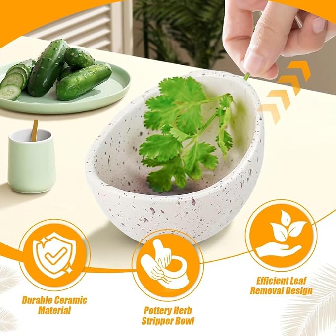 2025 New Handmade Ceramic Herb Stripper Bowl -Herb Stripper,Herb Stripping Bowl,Efficient Herb Peeling Cup for Salads & Cooking, Pottery Kitchen Tool for Meal Prep (1-Piece)