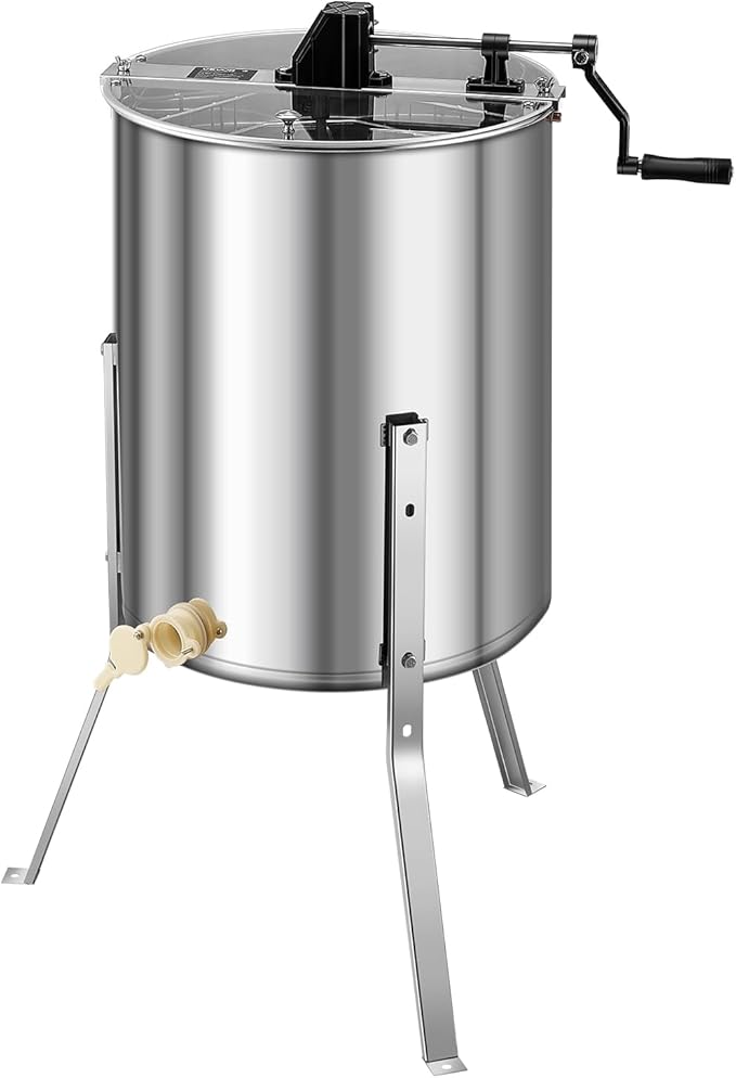 VEVOR Honey Extractor, 4/8 Frame Manual Honey Extractor with Transparent Lid, Stainless Steel Honeycomb Drum Spinner with Height Adjustable Stand, Honeycomb Extraction Equipment for Beekeeping