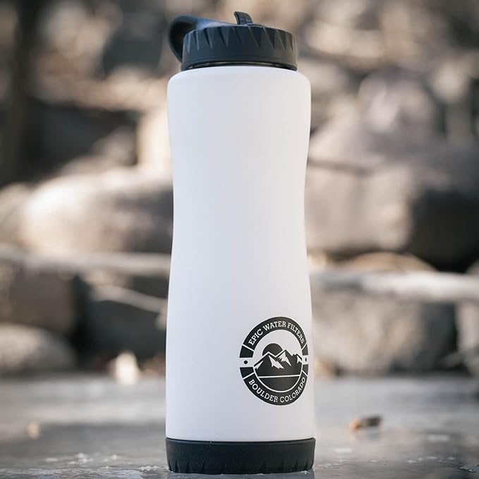 Epic Water Filters Vostok Vacuum Insulated Water Bottle with Filter, USA Made, BPA Free, Removes 99.9% Tap Water Contaminants, Stainless Steel, Dishwasher Safe
