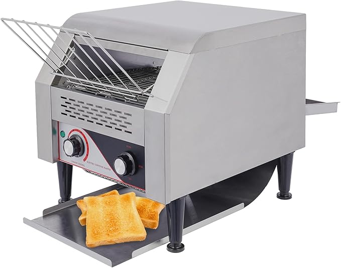 Commercial Toaster 300 Slices/Hour 1900W Heavy Duty Stainless Steel Commercial Electric Conveyor Toaster Oven with Three Baking Modes for Home Restaurants Bakery Use