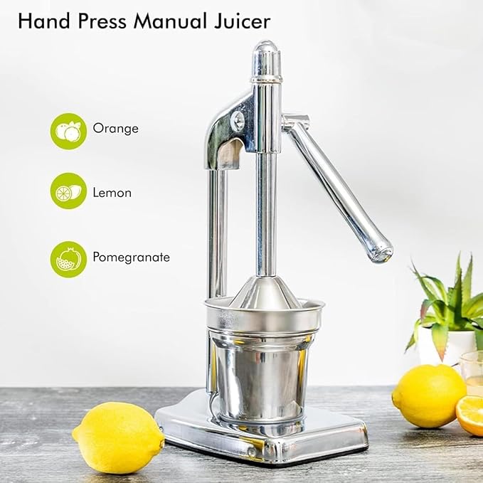 Cast Iron Juicer Hand Press, Manual Cast Iron Juicer Hand Press, Stainless Steel Lemon Squeezer, Heavy Duty Countertop Manual Juicer for Home and Kitchen Bar, Easy to Clean
