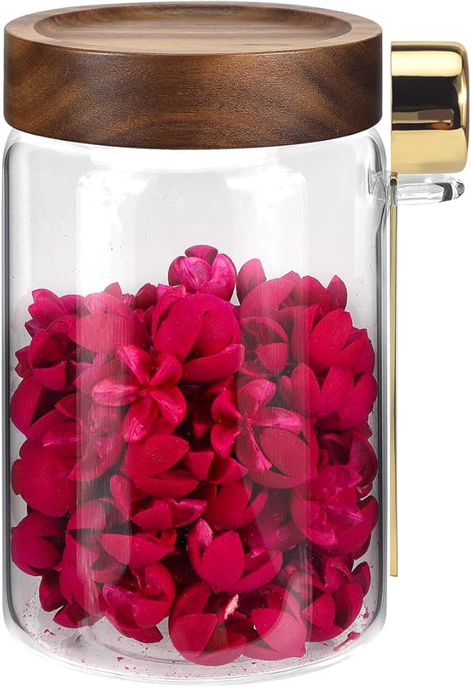 Glass Coffee Jars with Scoop Glass Jar Airtight Lid Seasoning Containers Glass Spice Jar Pantry Storage Containers for Kitchen Sugar Coffee Bean Nuts Cookies Herbs (900ml/30oz-1 pack -with spoon)