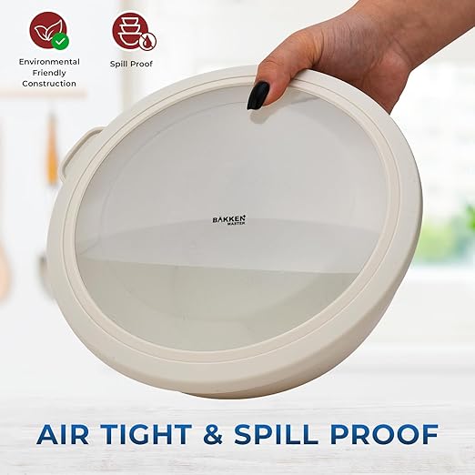 Bakken Master 12 Piece Plastic Nesting Bowls with Lids - Mixing Bowls Set includes 6 Prep Bowls and 6 Lids, BPA-Free, Reusable Meal Prep Containers, Microwave, Freezer & Dishwasher Safe, White Cream