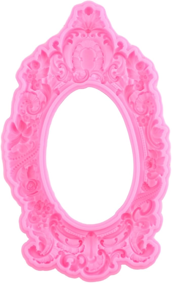 Mujiang Baroque Picture Frames Silicone Mold Photo Frame Fondant Molds Vintage Frame Mold For Sugar Cake Decorating Cupcake Topper Chocolate Gum Paste Candy Polymer Clay Set Of 2