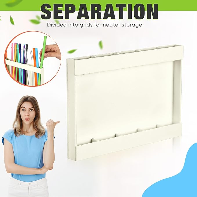 Qinyoung Acrylic Straw Holder for Cabinet Door with Double Sided Adhesive Tape Reusable Straw Organizer Tumbler Storage Kitchen Accessories Container for Counter Cupboard(Classic,Large,Milky Yellow)