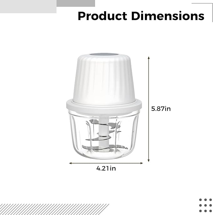 Cordless Veggie Chopper, 13.5 Oz / 400 Ml Electric Garlic Chopper, Mini Food Processor for Pepper, Ginger, Onion, Wireless Food Processor with Type-C Charging