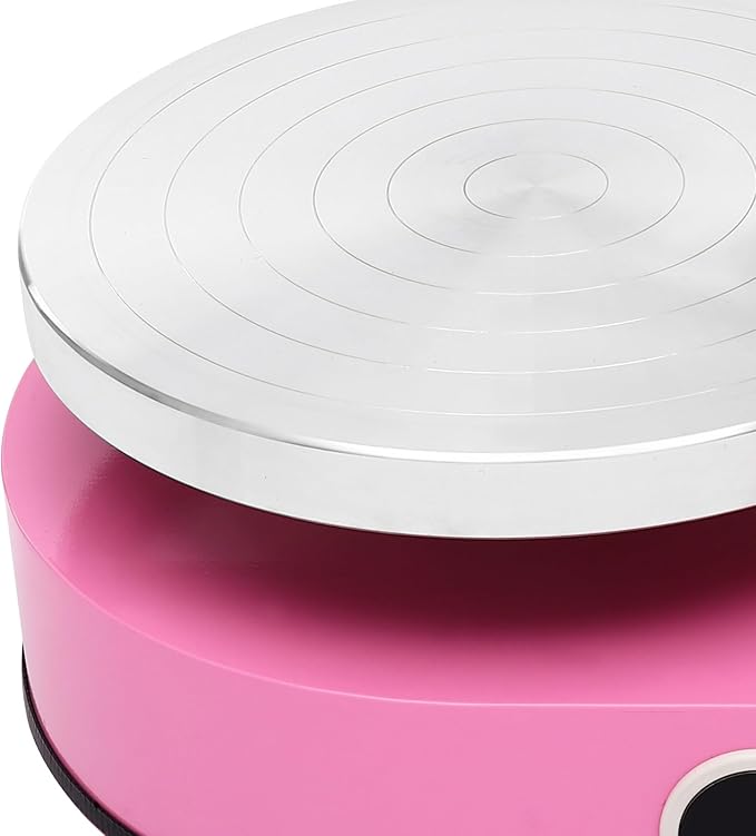 200W Electric Cake Decorating Machine, 110V Cake Spreading Machine Automatic Cake Coating Machine Speed: 30-200RPM for Cake Diameter: 4-12in (Pink)