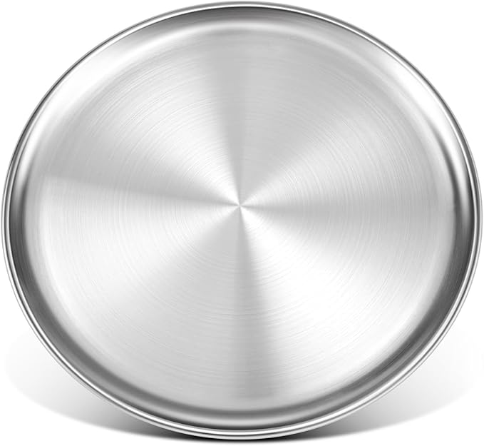 Yuiicaov Stainless Steel Pizza Pan 16 inch, Pizza Pan for Oven, Steel Pizza Tray, Thick Round Pizza Plate Pizza Baking Sheet, Easy Clean & Dishwasher Safe, Set of 1