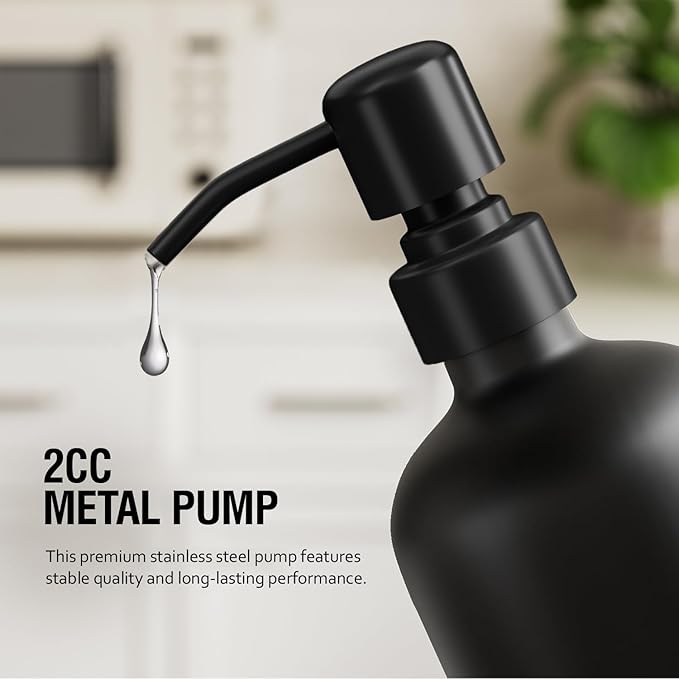 MOMEEMO Black Soap Dispenser Bathroom, Contains Lotion and Hand Soap Dispenser, Suitable for Bathroom Accessories Decor. (Black)