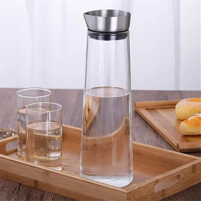 Pitcher Glass Water Pitcher with Lid Glass Pitcher for Refrigerator for Drinking Hot/Cold Water Iced Tea, Coffee, Juice and Homemade Drinks 1L/1.5L Water Pitcher(1500ML)