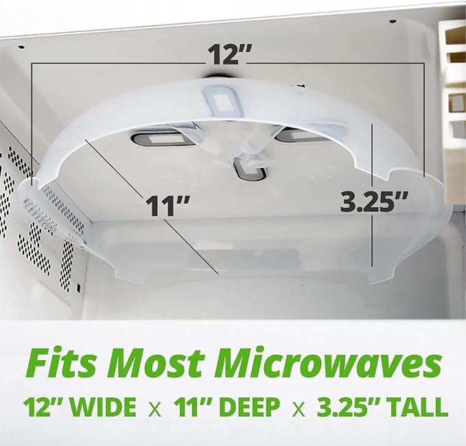 HOVER COVER Magnetic Microwave Splatter Cover, Clear Microwave Cover for Food - Vented & Magnetic, 12-inch, Food Grade Plate Cover, BPA Free - Black