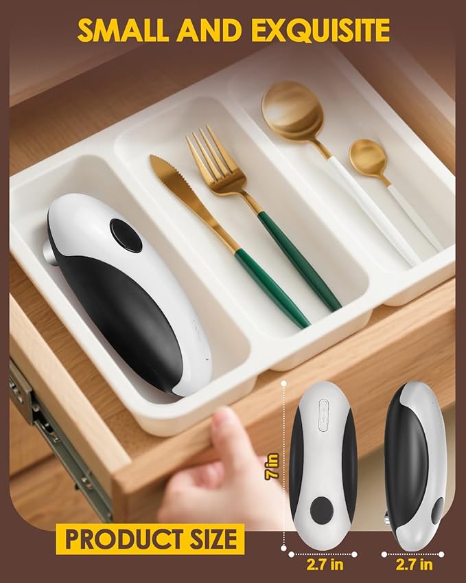 Rechargeable Electric Can Opener, One Touch Safety Automatic Can Opener - Easy Smooth Edge Hands Free, Battery Operated Openers Fits Most Cans, Ideal for Seniors People with Weak Hands & Arthritis