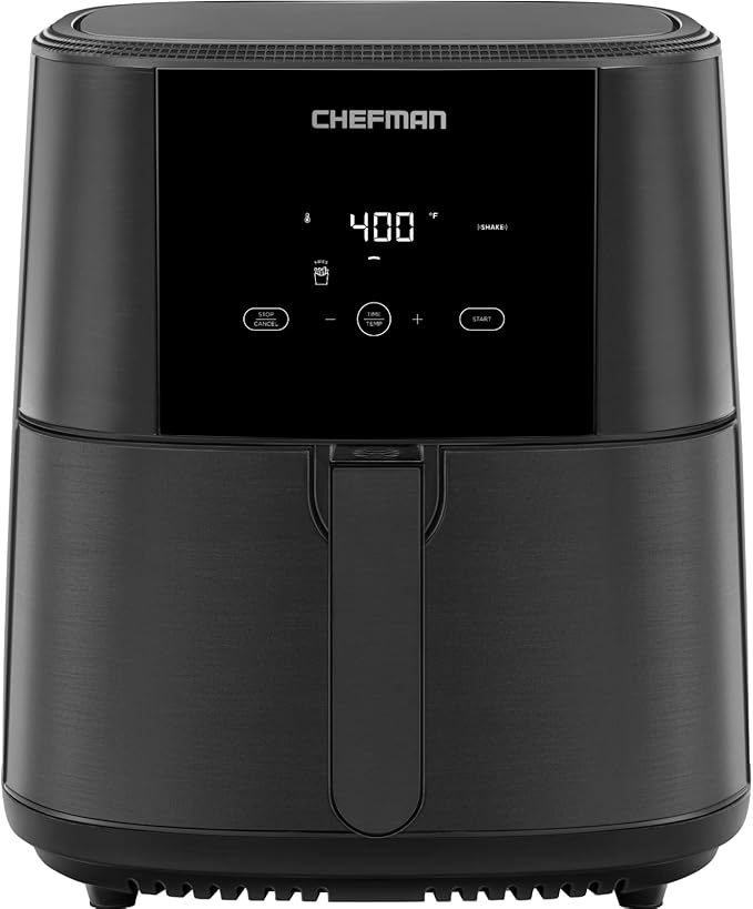 Chefman TurboFry Touch Air Fryer, 8-Qt. Family Size, with Divider Fryer Basket for Dual Cooking Action, One-Touch Digital Controls for Healthy Cooking, Nonstick Dishwasher-Safe Parts, Black