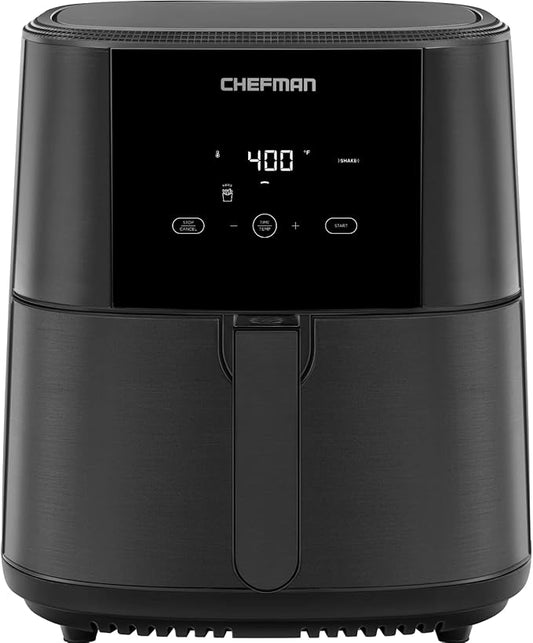 Chefman TurboFry Touch Air Fryer, 8-Qt. Family Size, with Divider Fryer Basket for Dual Cooking Action, One-Touch Digital Controls for Healthy Cooking, Nonstick Dishwasher-Safe Parts, Black