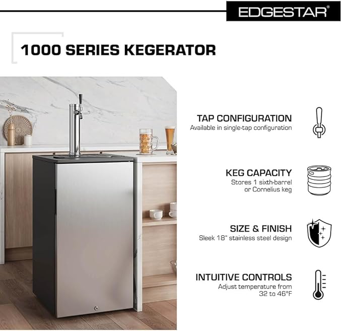 EdgeStar KC1000SS Craft Brew Kegerator for 1/6 Barrel and Cornelius Kegs