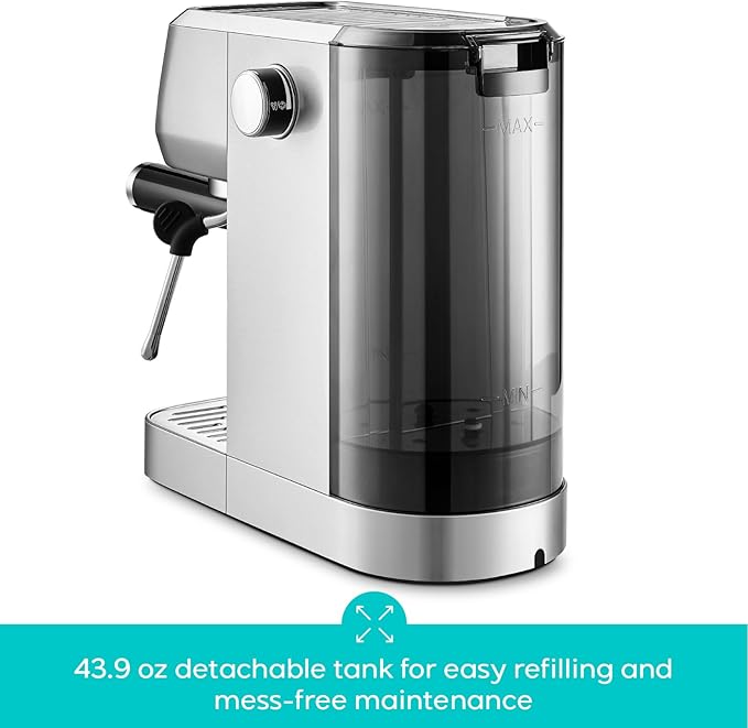 CASABREWS 3700 Essential Espresso Machine 20 Bar, Stainless Steel Cappuccino & Latte Coffee Maker with Steam Frother for Home, 43.9oz Water Tank, Silver