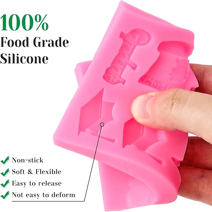 4 PCS Graduation Chocolate Fondant Molds, Silicone Graduation Cap Diploma Candy Molds for Cake, Cupcake Decorations, Graduation Party Supplies