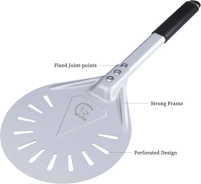 LRUI Turning Pizza Peel with 8" Aluminum Round Pizza Paddle,20.5" Overall, Outdoor Pizza Oven Accessories.