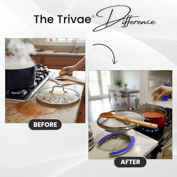 Trivae Pot Lid Holder – 4-in-1 Pot Lid Holder While Cooking, Pan Lid Holder, Trivet & Cake Stand – Versatile Kitchen Tool for Hot Pots, Serving & Display – Space-Saving, Heat-Resistant Stand